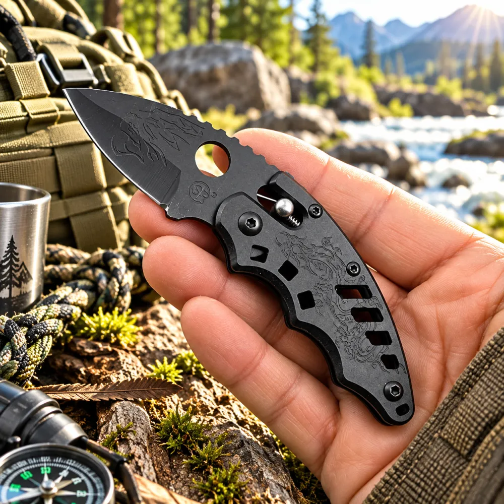 Kaan* Pocket Taschenmesser mit Drachen Gravierung B119 - Rückansicht